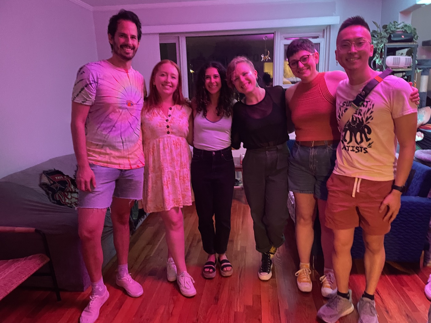 Lab members together at an evening party.