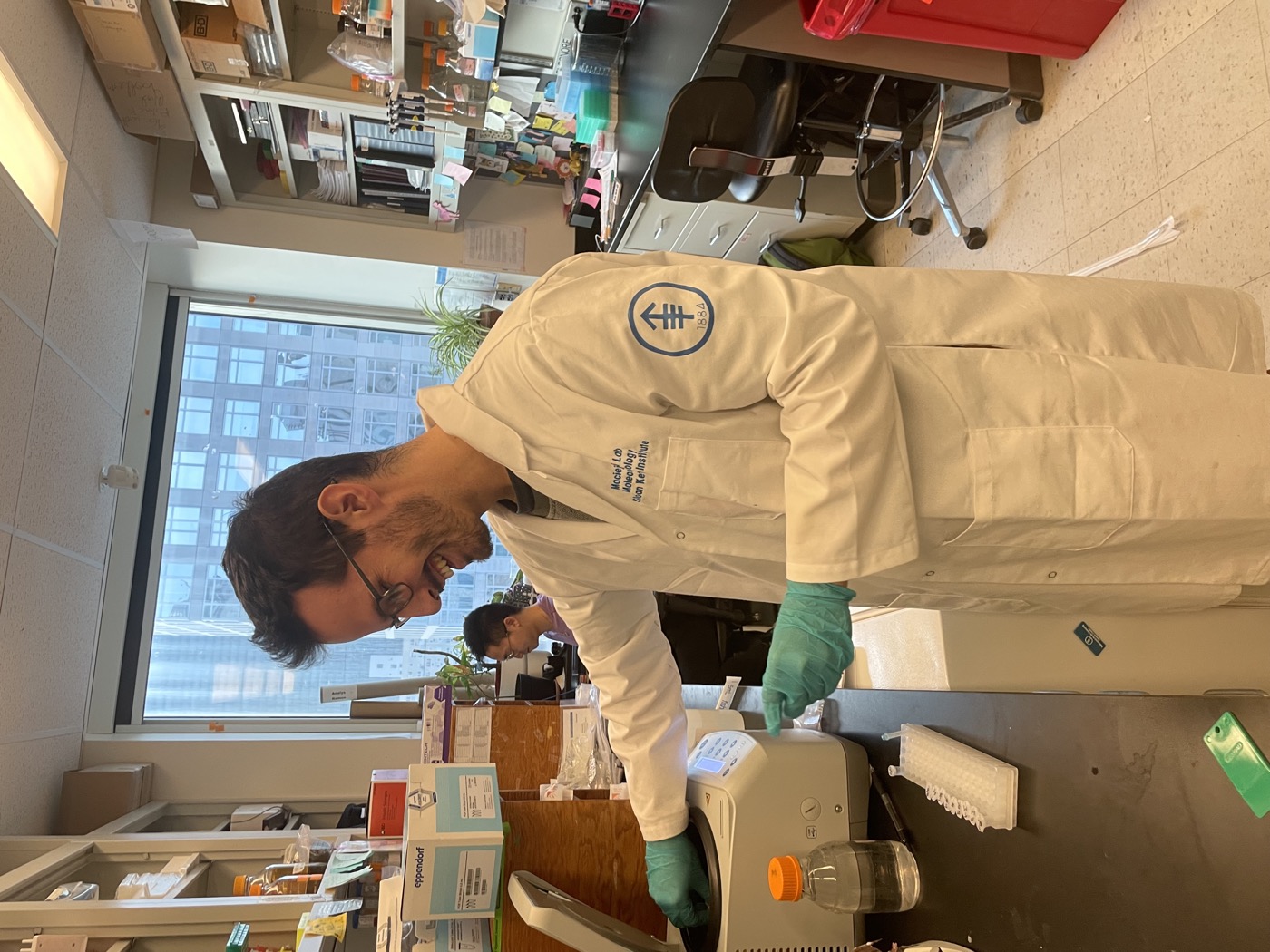 A lab member at work in the lab.