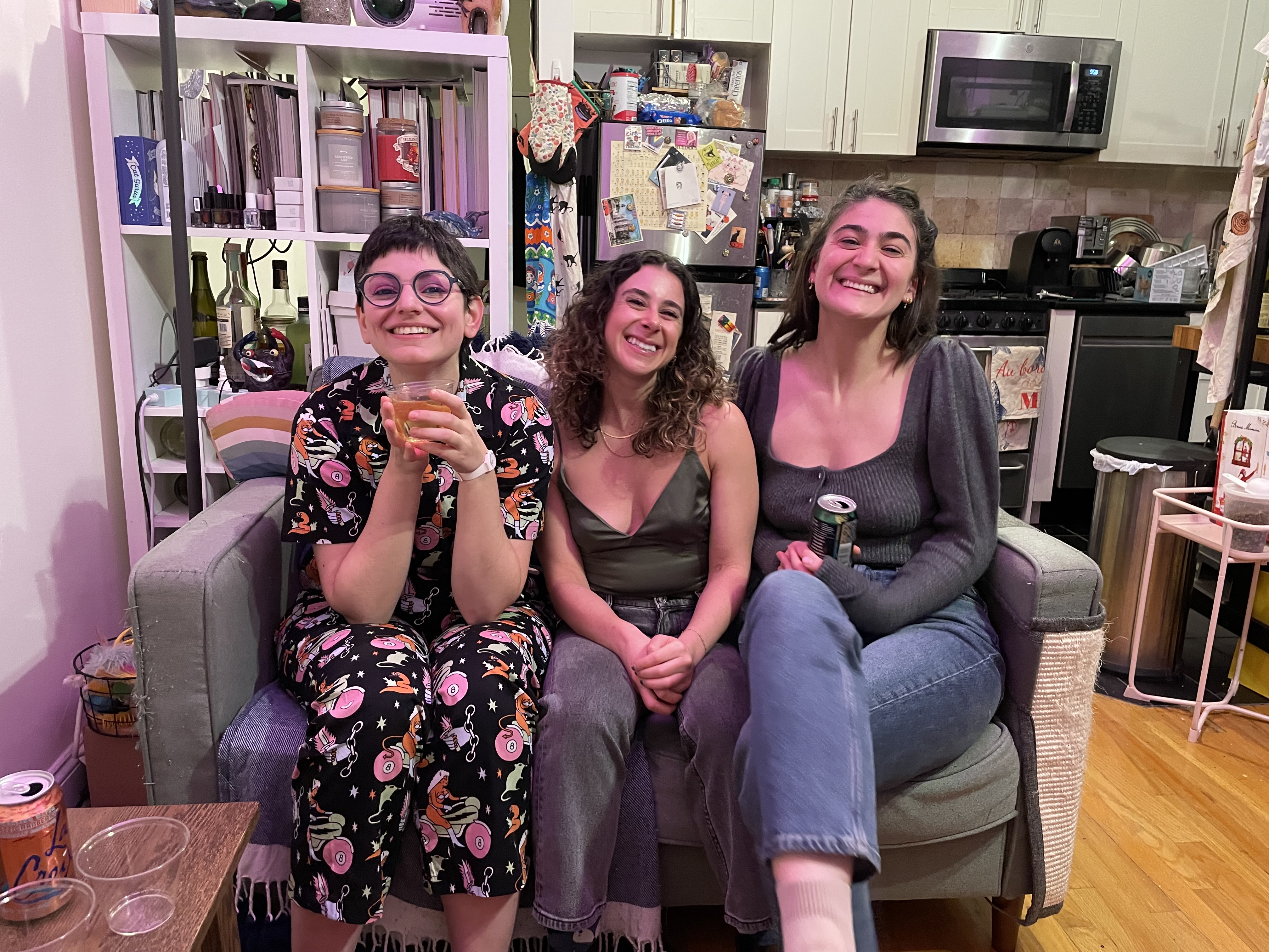 Lab members together at an evening gathering