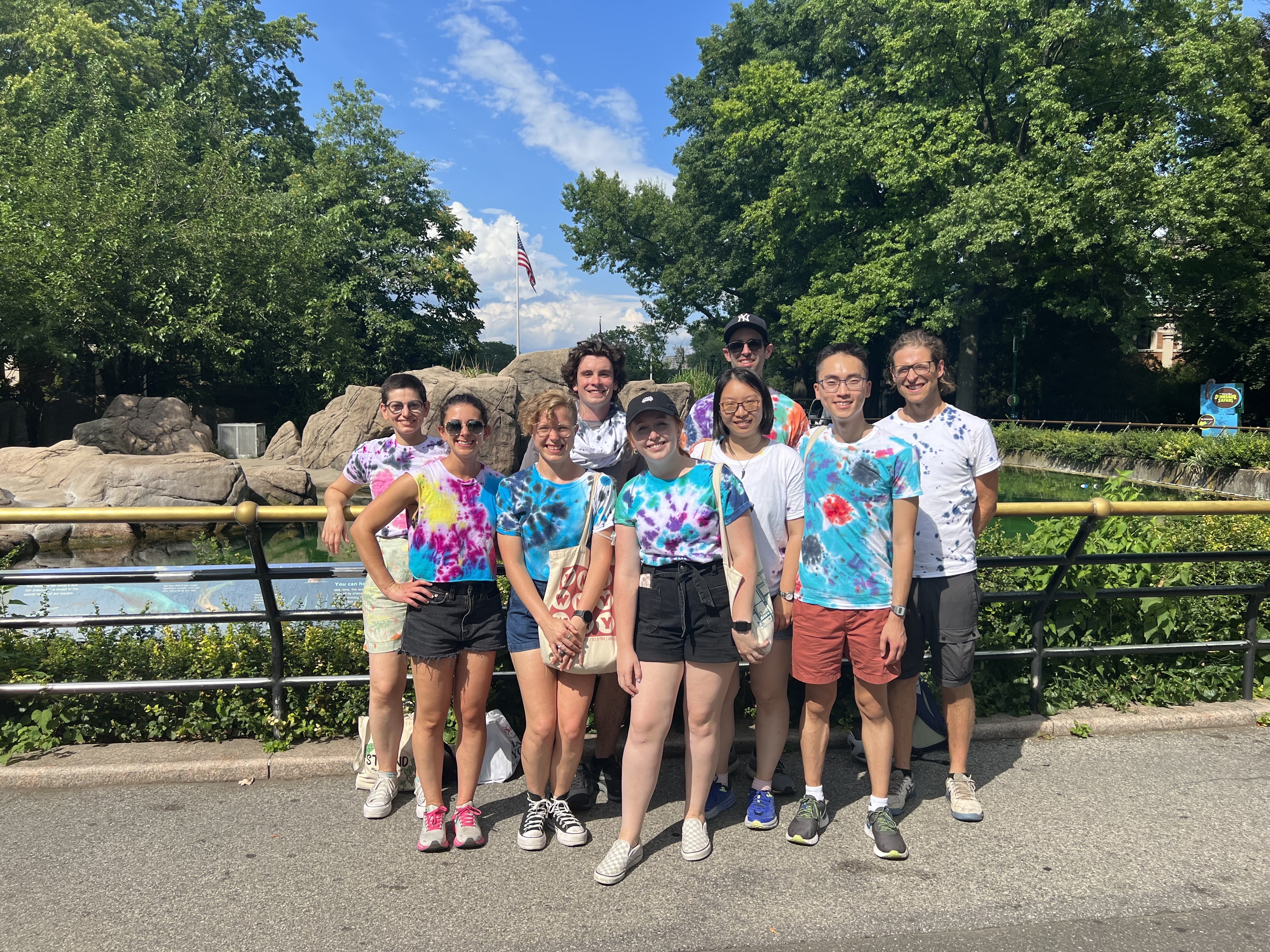 Lab outing at the Bronx Zoo in tie-dye shirts